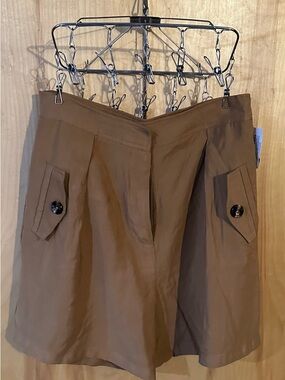 NWOT Women Sage & Citrus High-Waist Brown Button Pocket Short Size L